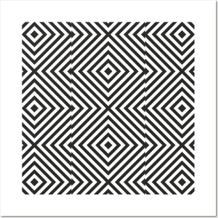 Black and white geometric pattern Posters and Art